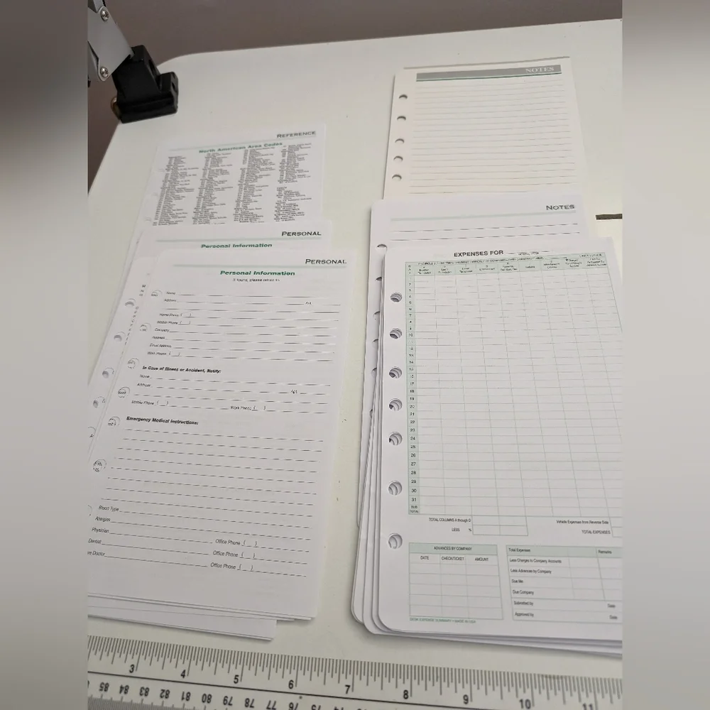 Vtg Black Leather At A Glance Planner Organizer 7 Rings 8.5